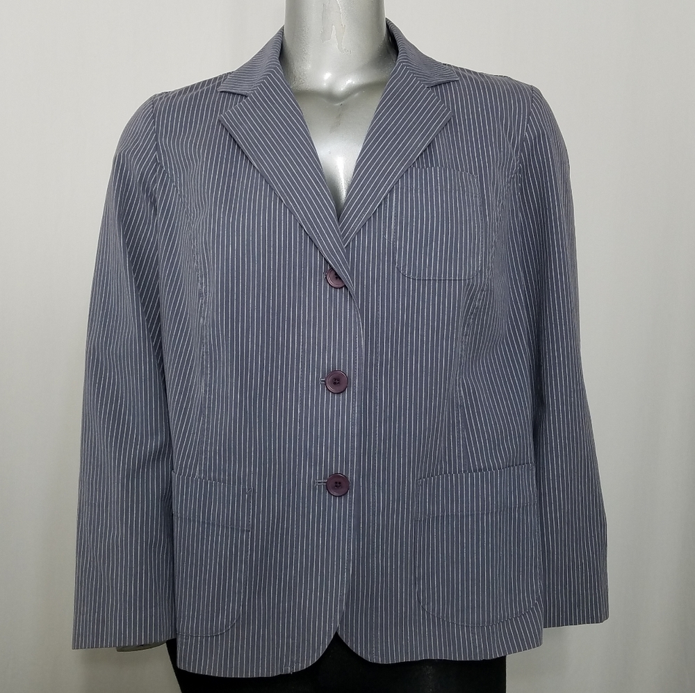 Talbots Blazer Pinstripe Stretch Button Pocket 16W